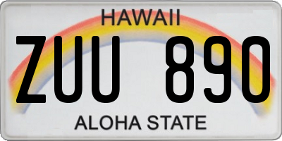 HI license plate ZUU890