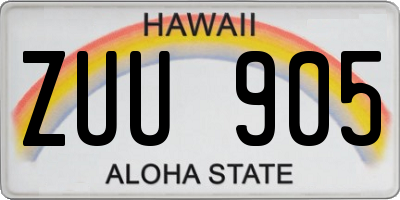 HI license plate ZUU905