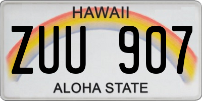 HI license plate ZUU907