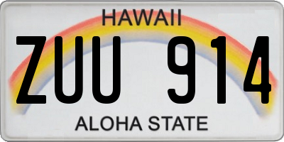 HI license plate ZUU914