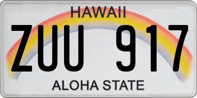HI license plate ZUU917