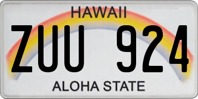 HI license plate ZUU924