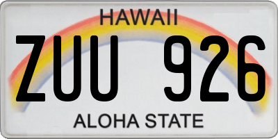 HI license plate ZUU926