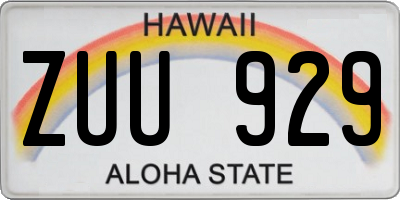 HI license plate ZUU929