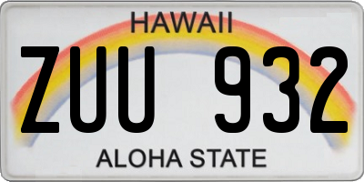 HI license plate ZUU932