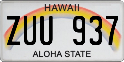 HI license plate ZUU937