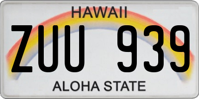 HI license plate ZUU939
