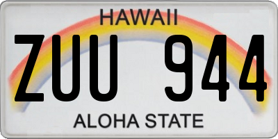 HI license plate ZUU944