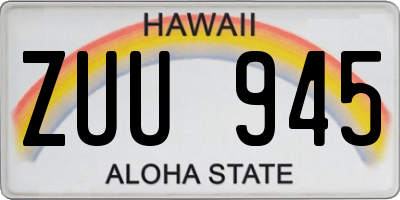 HI license plate ZUU945