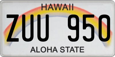 HI license plate ZUU950