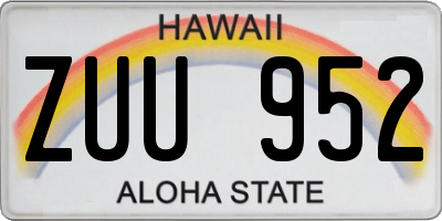 HI license plate ZUU952