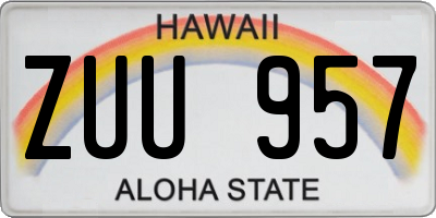 HI license plate ZUU957