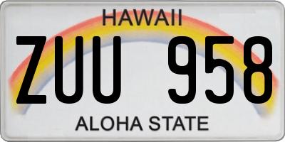 HI license plate ZUU958