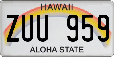 HI license plate ZUU959