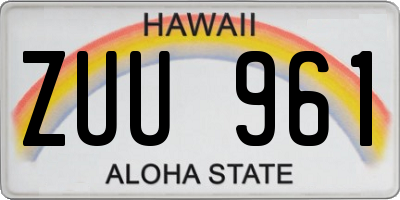 HI license plate ZUU961
