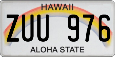 HI license plate ZUU976