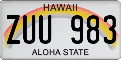HI license plate ZUU983