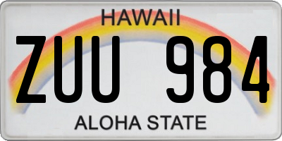 HI license plate ZUU984