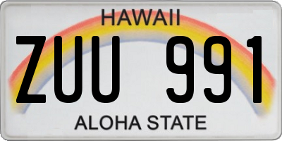 HI license plate ZUU991