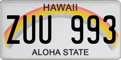 HI license plate ZUU993