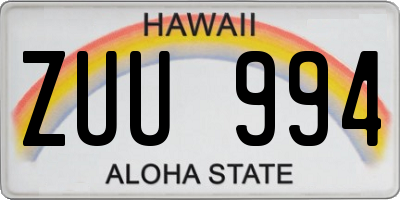 HI license plate ZUU994