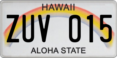 HI license plate ZUV015