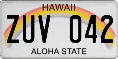 HI license plate ZUV042