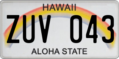 HI license plate ZUV043