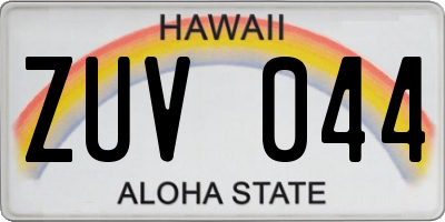 HI license plate ZUV044