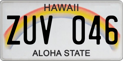 HI license plate ZUV046