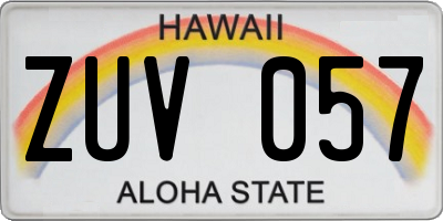 HI license plate ZUV057
