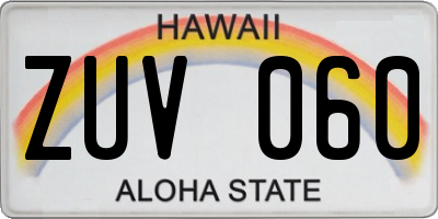 HI license plate ZUV060