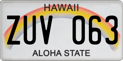 HI license plate ZUV063