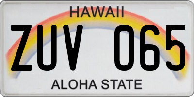 HI license plate ZUV065