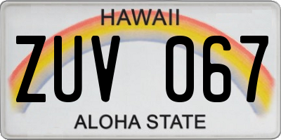HI license plate ZUV067