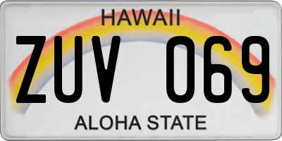 HI license plate ZUV069