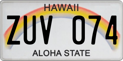 HI license plate ZUV074