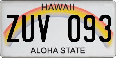 HI license plate ZUV093