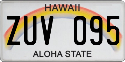 HI license plate ZUV095
