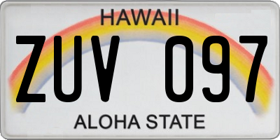 HI license plate ZUV097