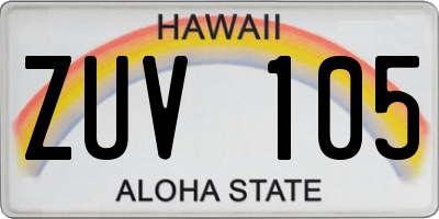 HI license plate ZUV105