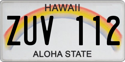 HI license plate ZUV112