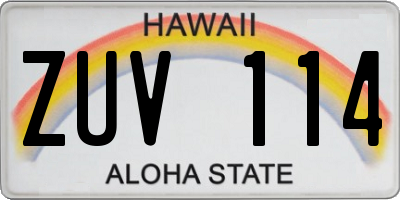 HI license plate ZUV114