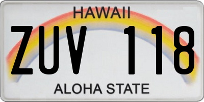 HI license plate ZUV118
