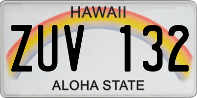 HI license plate ZUV132