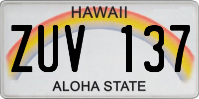 HI license plate ZUV137