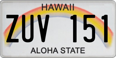 HI license plate ZUV151
