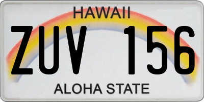 HI license plate ZUV156