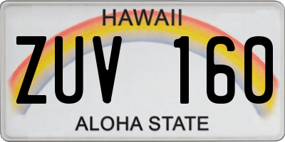 HI license plate ZUV160