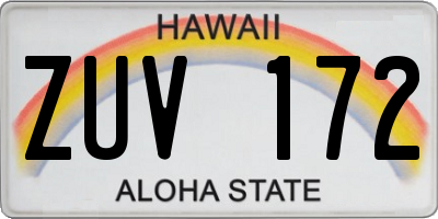 HI license plate ZUV172